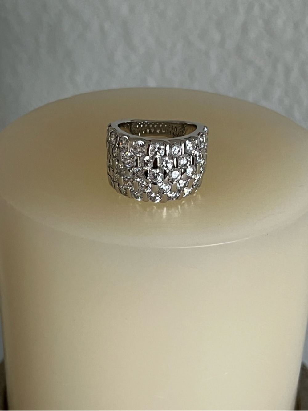 Channel Set CZ Cigar Band Ring